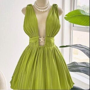 SHEIN Lime Green Cutout Mini Dress